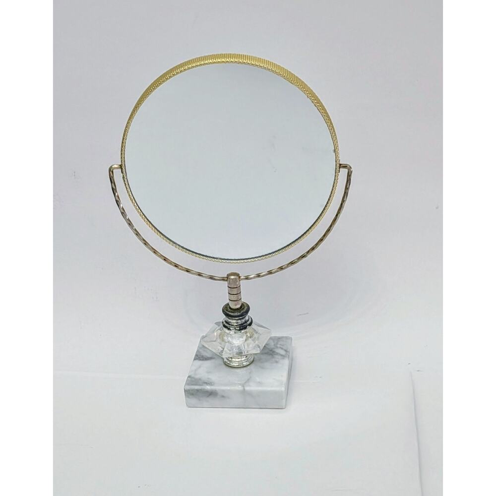 Vanity Mirror Marble And Crystal Stand Mirror Magnifying Hollywood Glam Vintage
